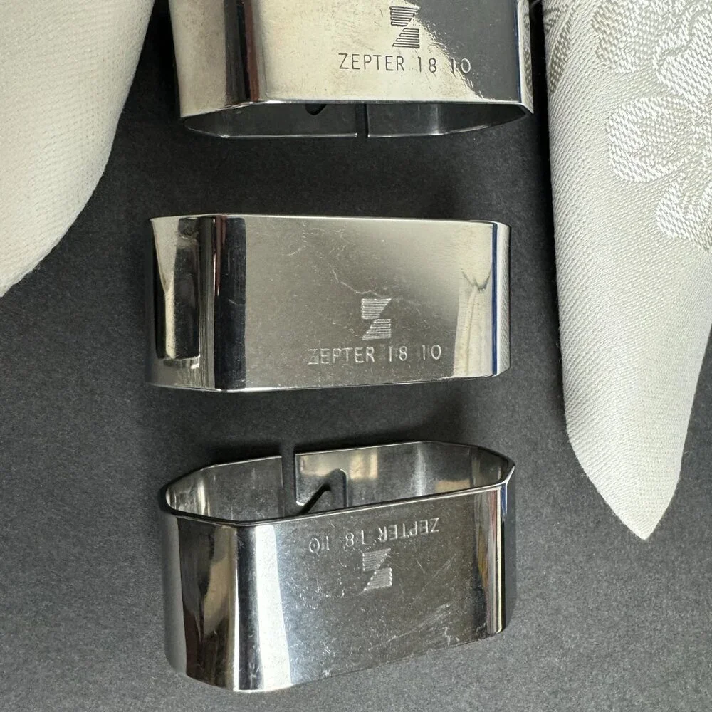 ZEPTER X-164 1W Stainless Steel 18 10 Napkin Rings Holder Set of 12 pcs w/box
